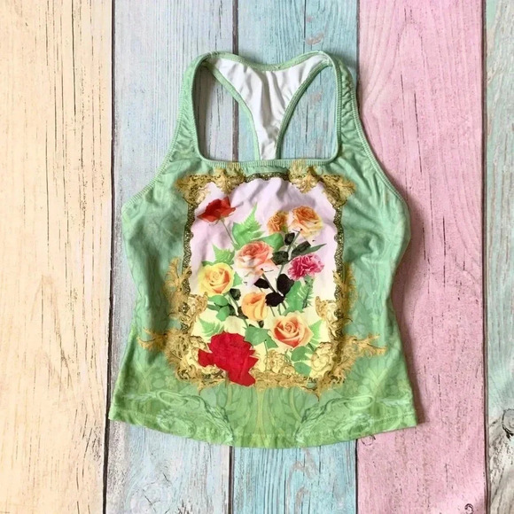 Unbranded floral roses razor back tank top size medium - Picture 2 of 7